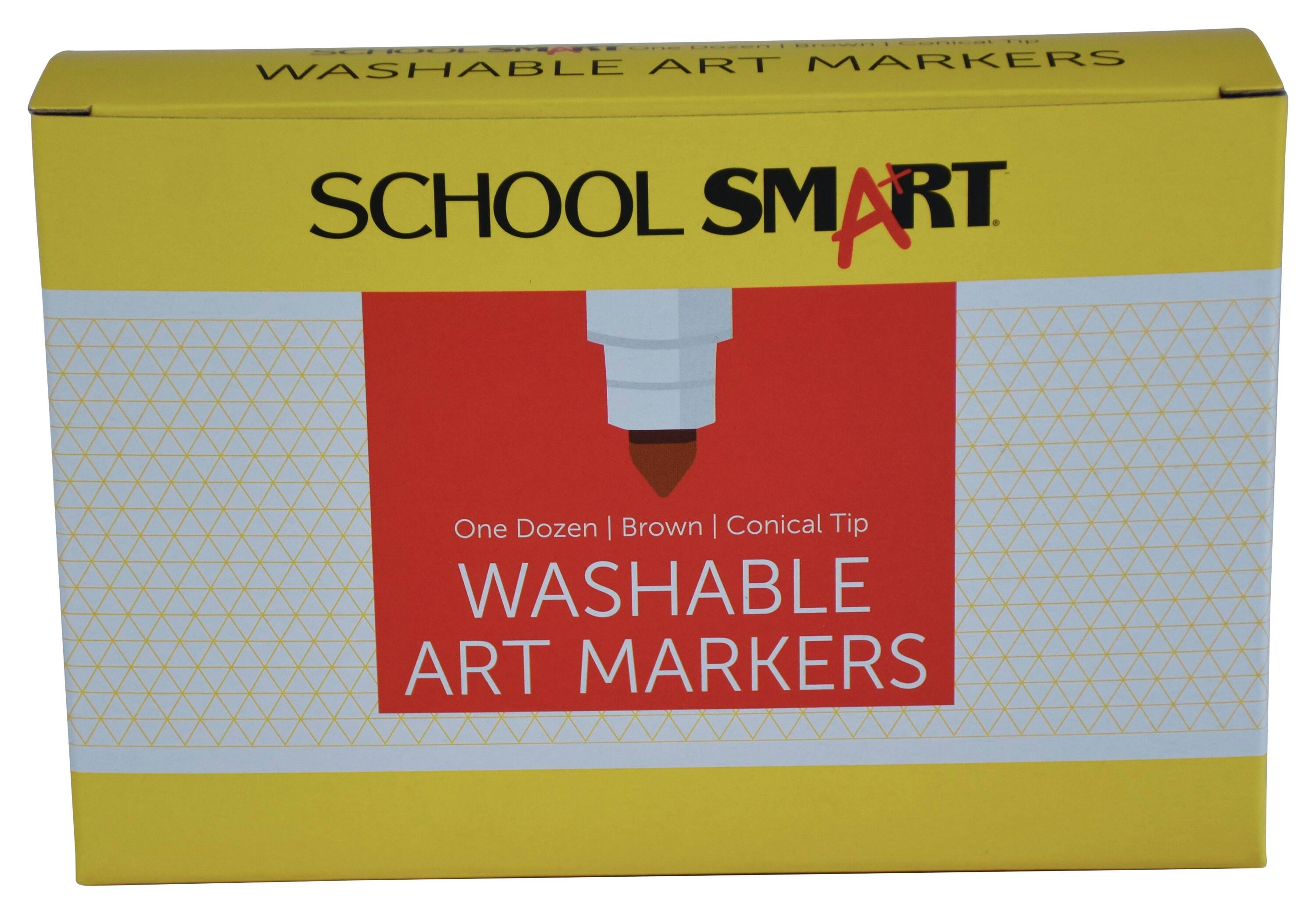 School Smart Washable Art Markers, Conical Tip, Brown, Pack of 12 2002979